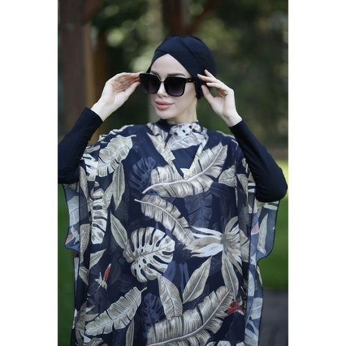 4 Pcs Women's Muslim Swimwear - Stylish Digital Printed Islamic Clothes Hijab | Casual Street Style