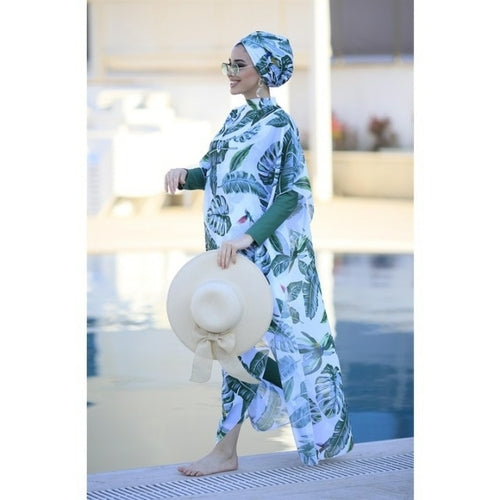 4 Pcs Women's Muslim Swimwear - Stylish Digital Printed Islamic Clothes Hijab | Casual Street Style