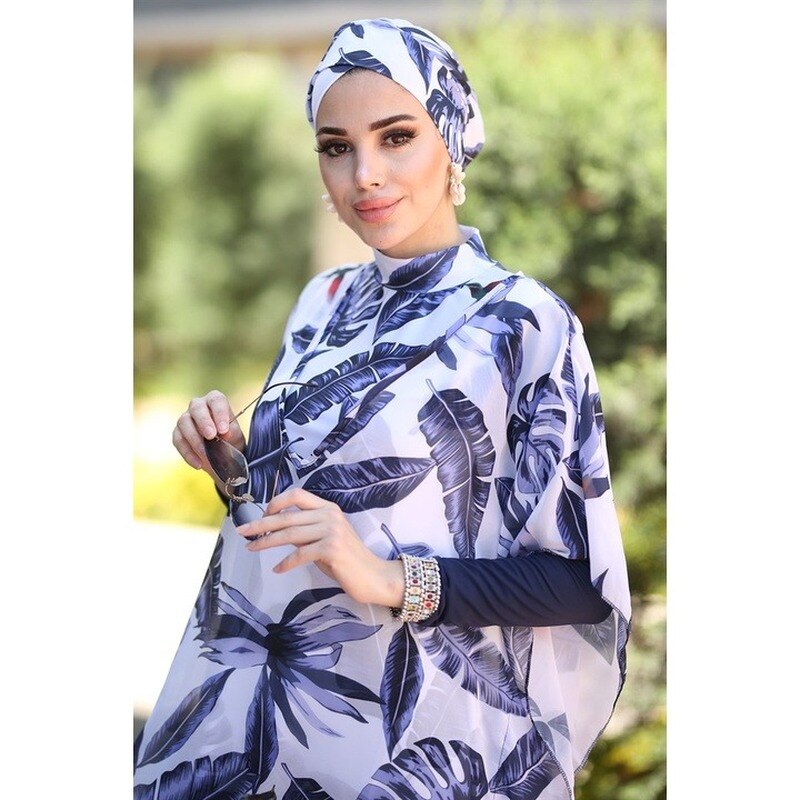 4 Pcs Women's Muslim Swimwear - Stylish Digital Printed Islamic Clothes Hijab | Casual Street Style