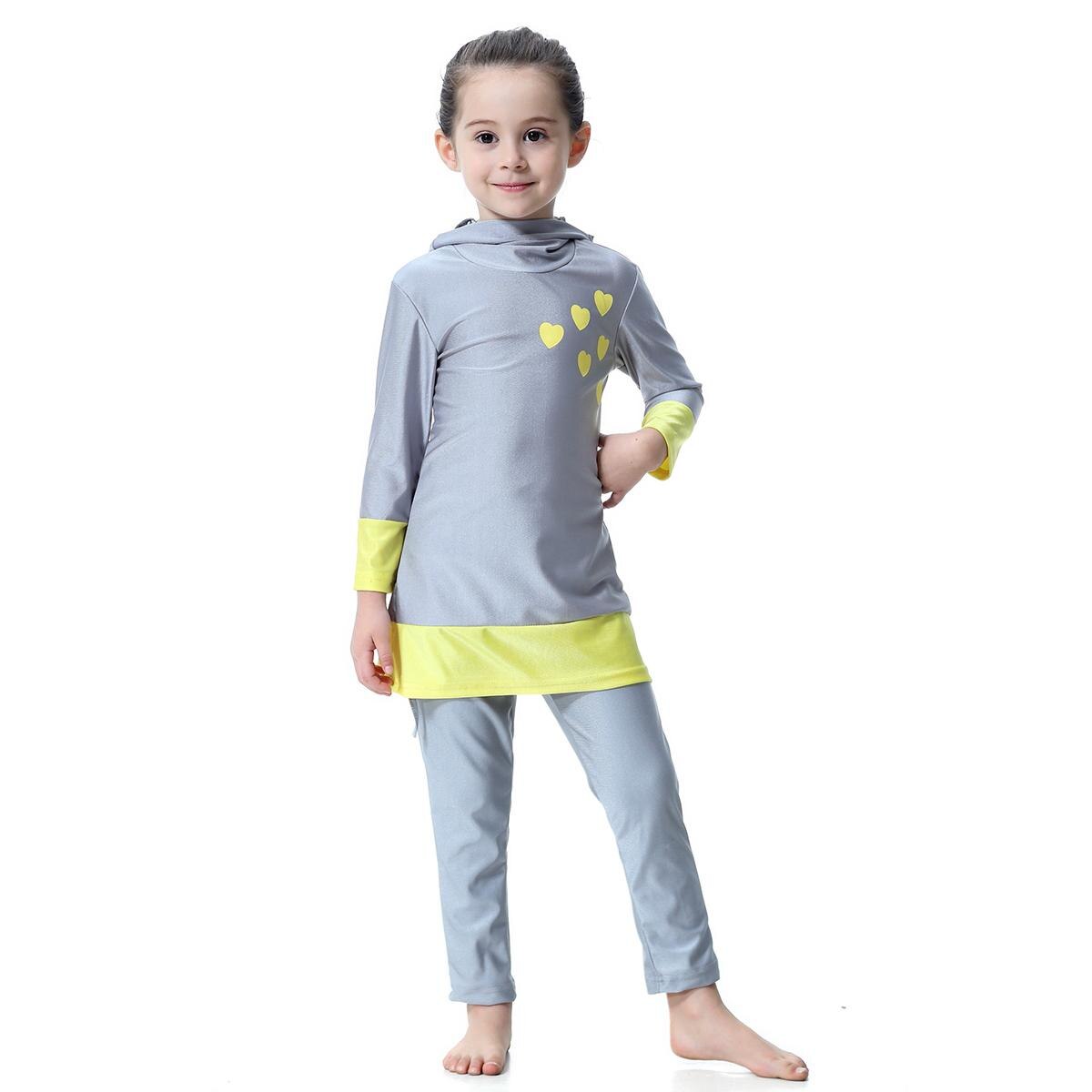 Adorable Muslim Kids Girls Full Cover Swimwear | Modest Islamic Long Sleeve Set