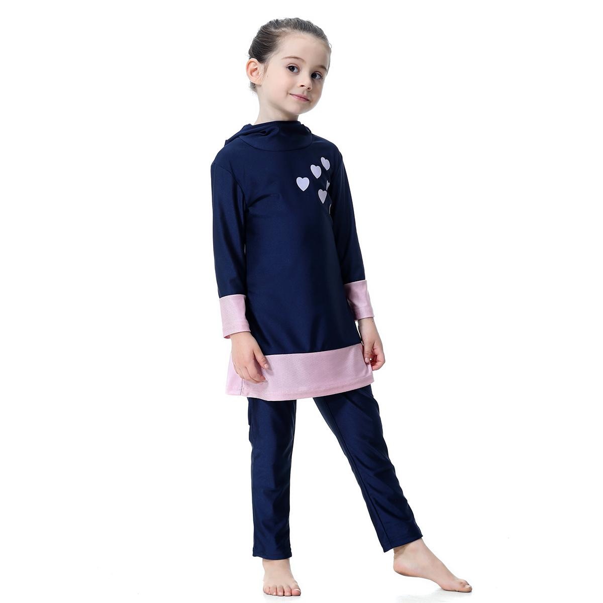 Adorable Muslim Kids Girls Full Cover Swimwear | Modest Islamic Long Sleeve Set