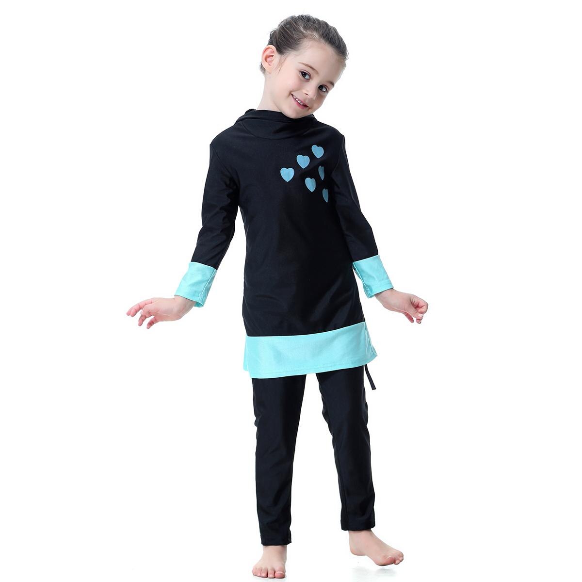 Adorable Muslim Kids Girls Full Cover Swimwear | Modest Islamic Long Sleeve Set