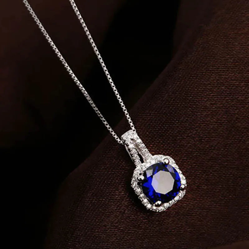 Jelly story Fashion 925 Silver Necklace with Ruby, Sapphire, Amethyst, and Zircon Pendant