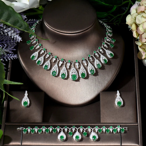 Big Water Drop 4pcs Necklace and Earring Set