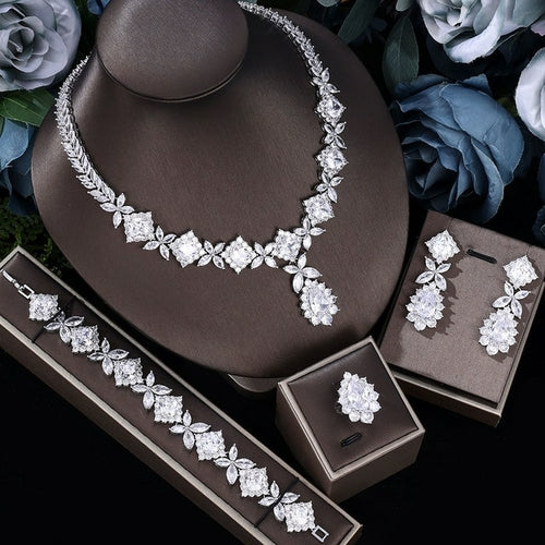 Ingenious Luxury 4pcs Bridal Zirconia Set | Trendy Party Jewelry #WeddingGlam #CZJewelry