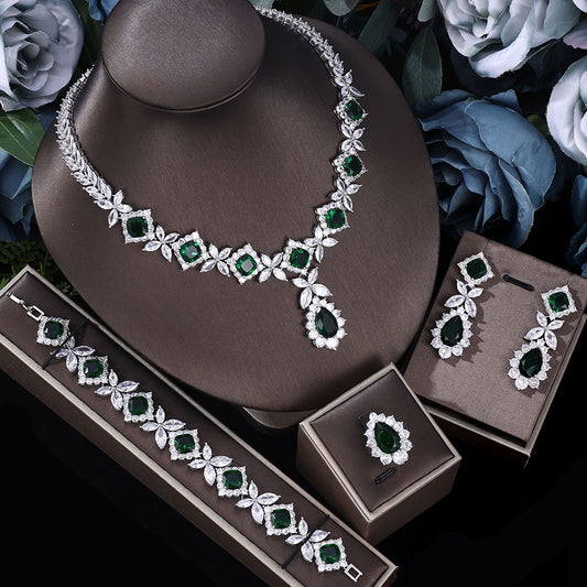 Ingenious Luxury 4pcs Bridal Zirconia Set | Trendy Party Jewelry #WeddingGlam #CZJewelry