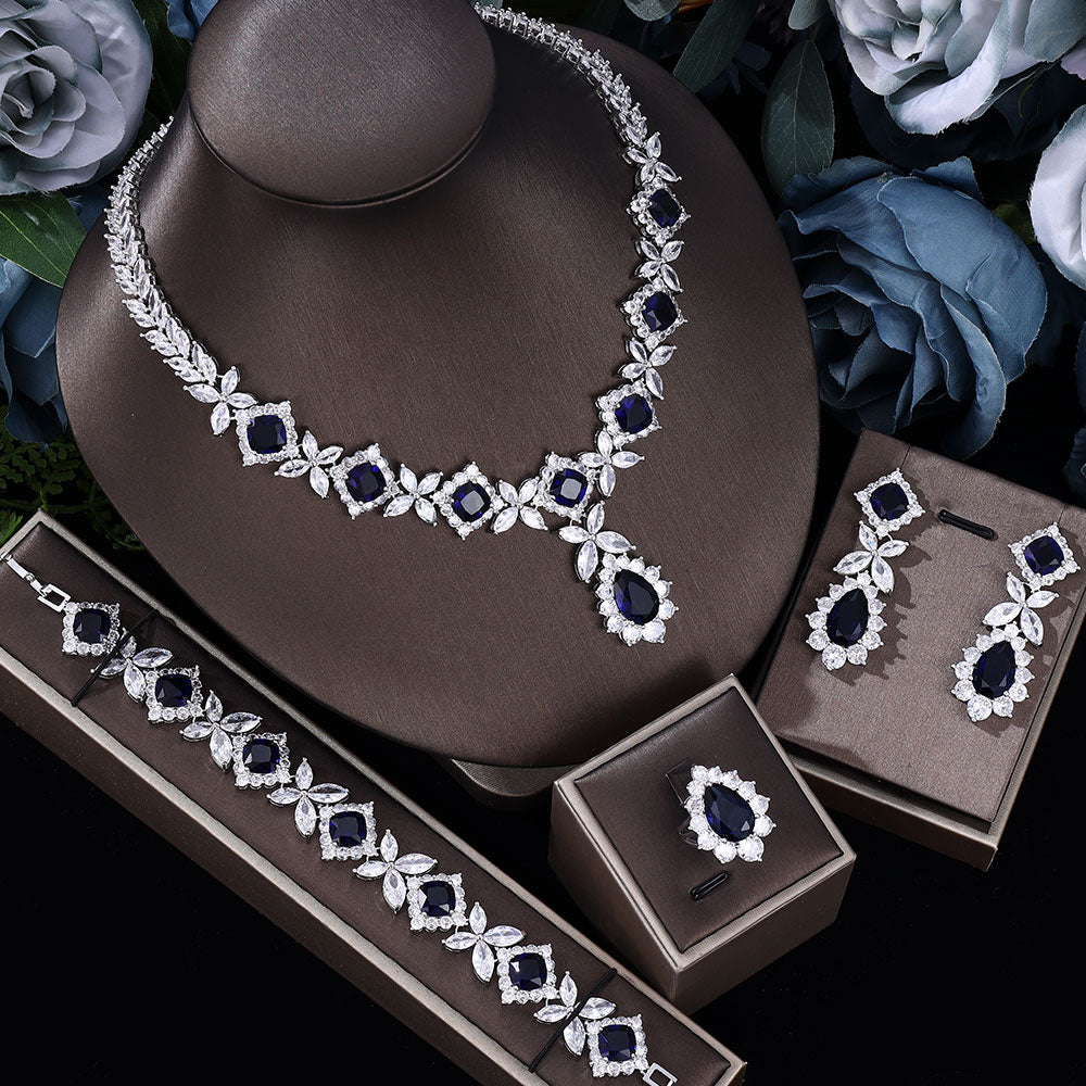 Ingenious Luxury 4pcs Bridal Zirconia Set | Trendy Party Jewelry #WeddingGlam #CZJewelry