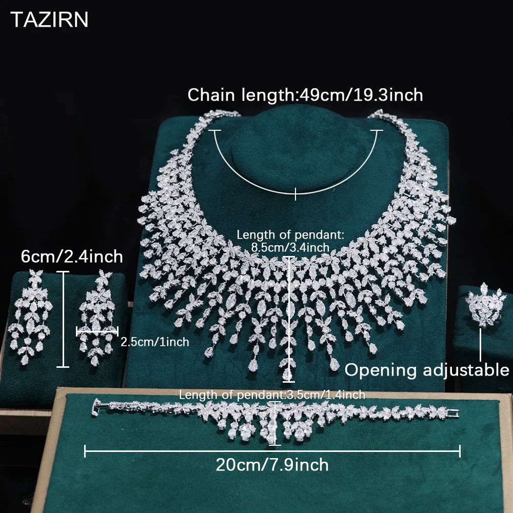 TAZIRN Luxury 5A Cubic Zirconia Arabic Dubai Wedding Jewelry Set