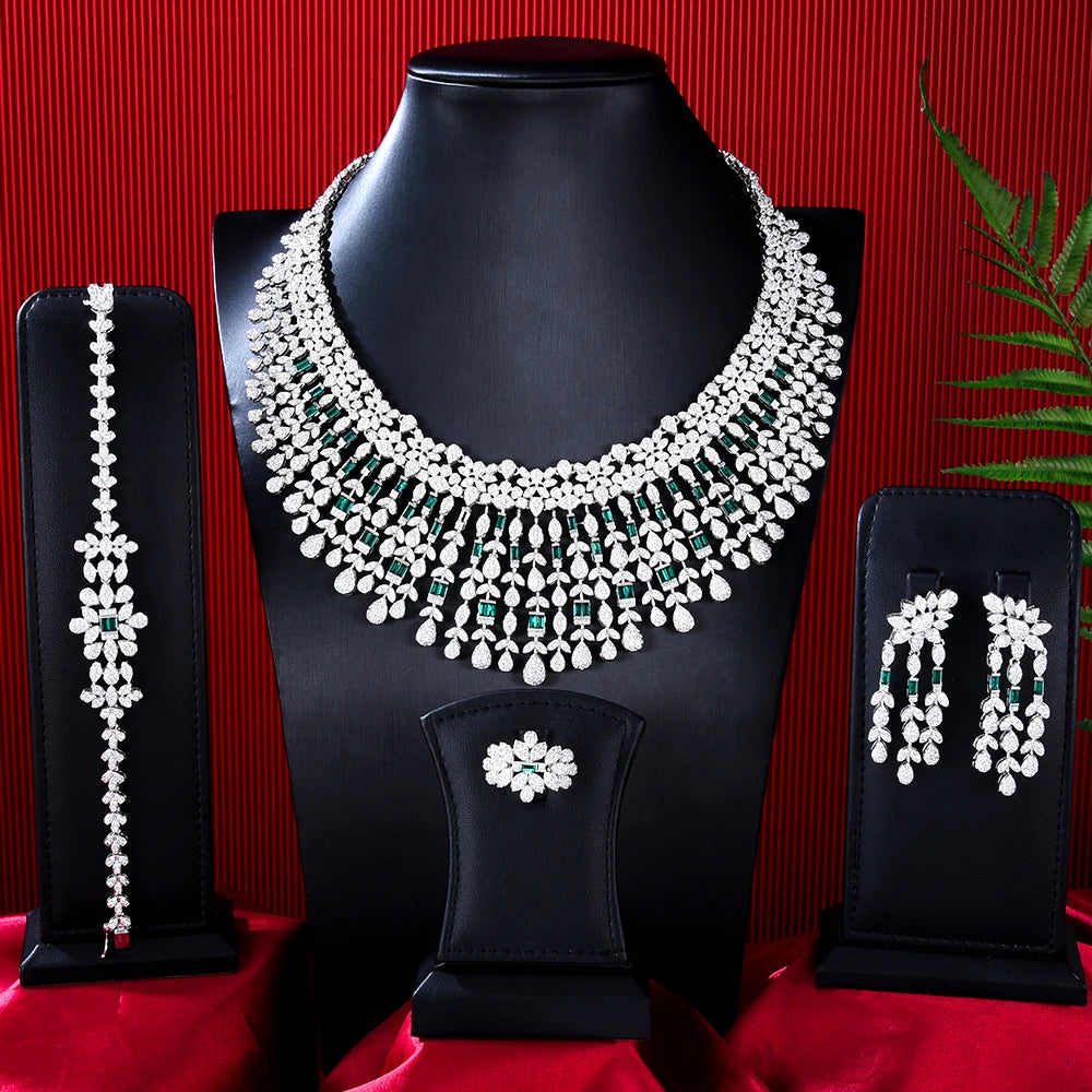 Siscathy Moroccan Bride Luxury Cubic Zircon Wedding Jewelry Set