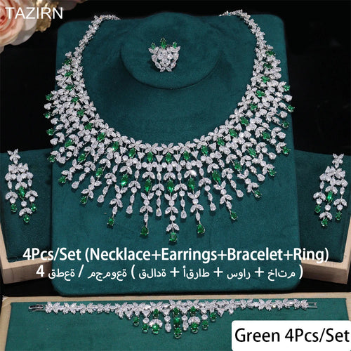 TAZIRN Luxury 5A Cubic Zirconia Arabic Dubai Wedding Jewelry Set