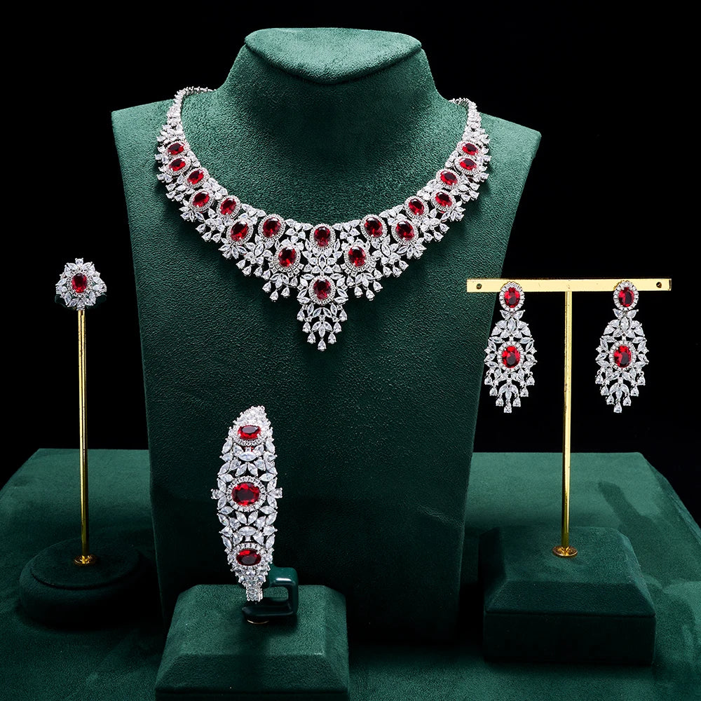 Luxury Necklace Set - Bridal Color Zirconia Jewelry Set