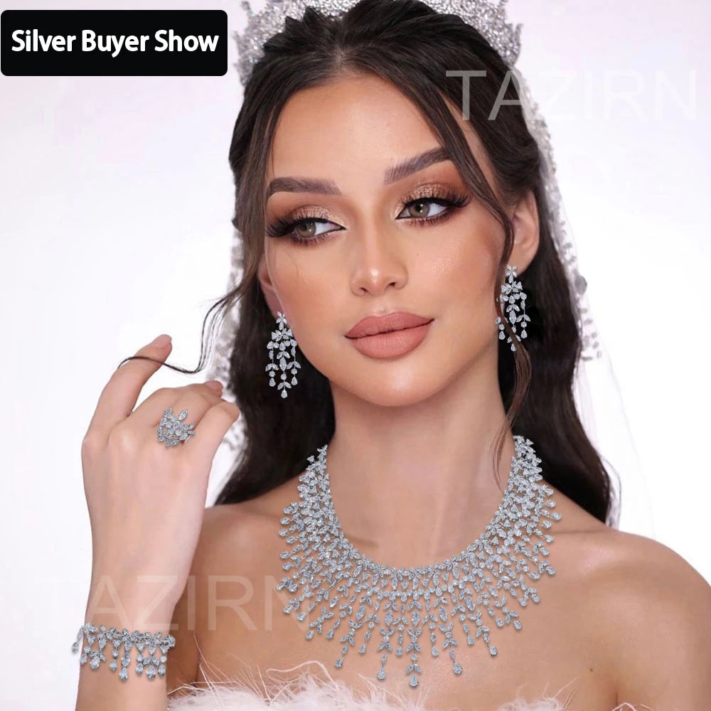 TAZIRN Luxury 5A Cubic Zirconia Arabic Dubai Wedding Jewelry Set