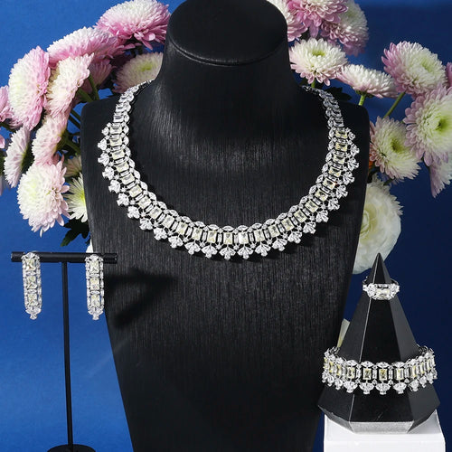 Women's Color Cubic Zirconia Jewelry Sets for Bridal Wedding