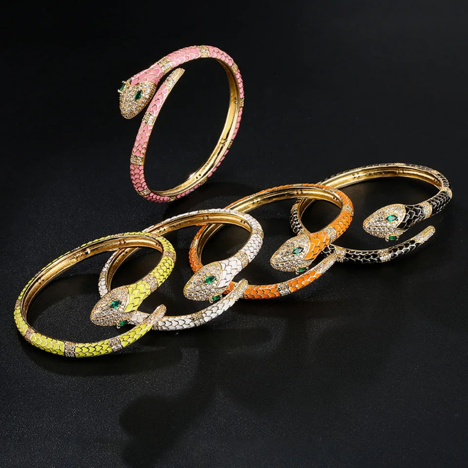 Fashion Colorful Enamel Snake Animal Bracelet & Bangle