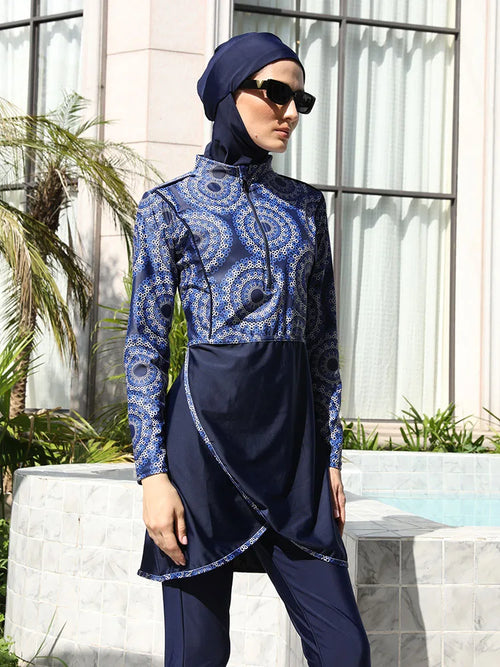 Modest Swimwear Set with UV Protection | 3-Piece Hijab, Top & Pants