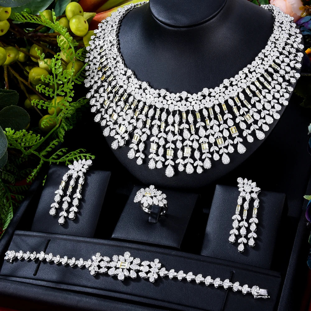 Siscathy Moroccan Bride Luxury Cubic Zircon Wedding Jewelry Set