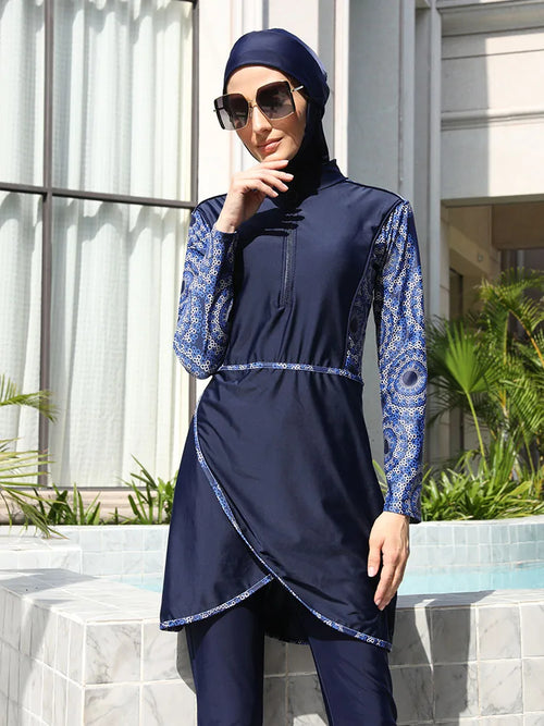 Modest Swimwear Set with UV Protection | 3-Piece Hijab, Top & Pants