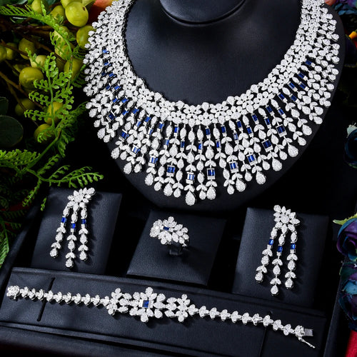 Siscathy Moroccan Bride Luxury Cubic Zircon Wedding Jewelry Set