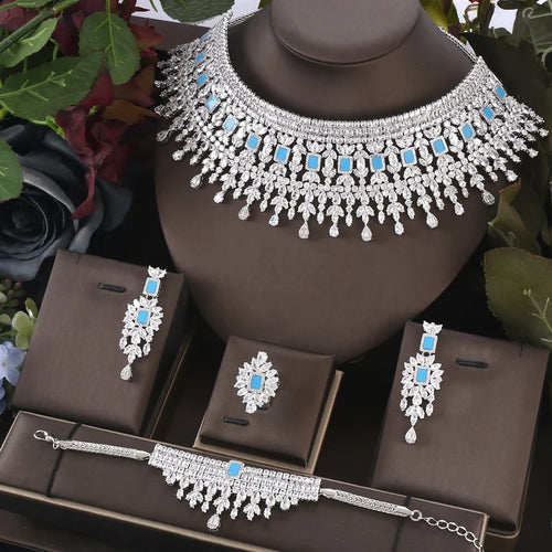 Luxury Big 4-Piece Jewelry Set with Cubic Zirconia for Women