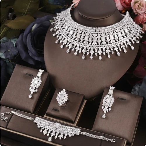 Luxury Big 4-Piece Jewelry Set with Cubic Zirconia for Women