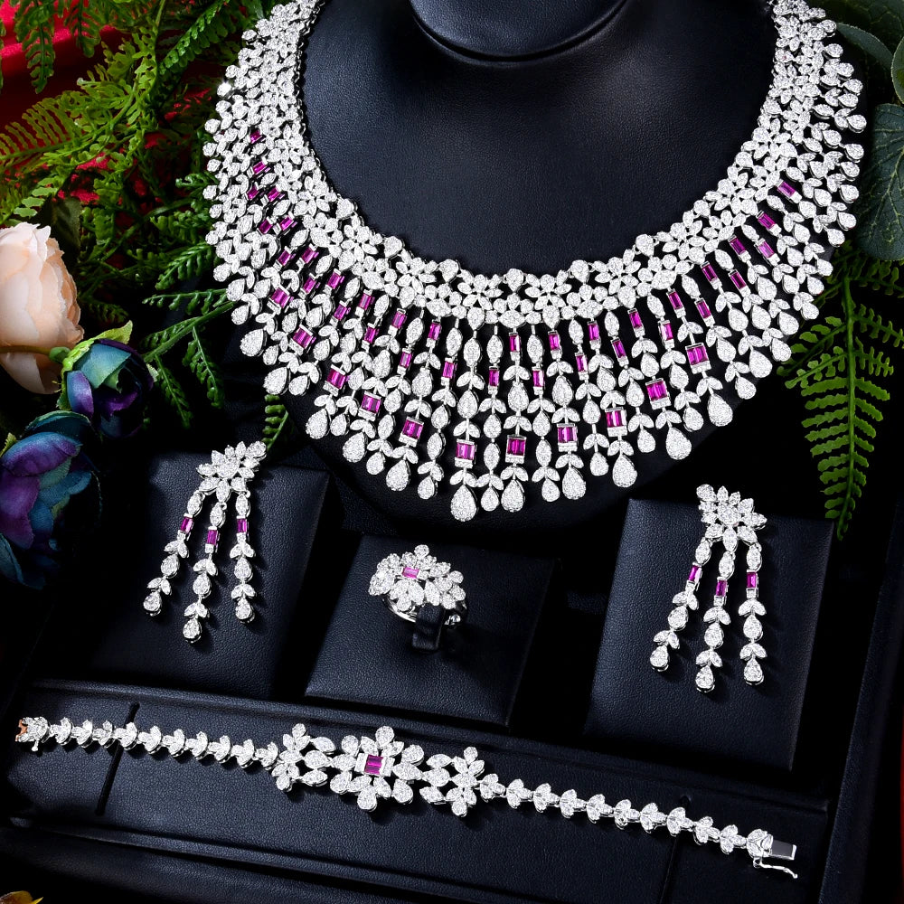 Siscathy Moroccan Bride Luxury Cubic Zircon Wedding Jewelry Set