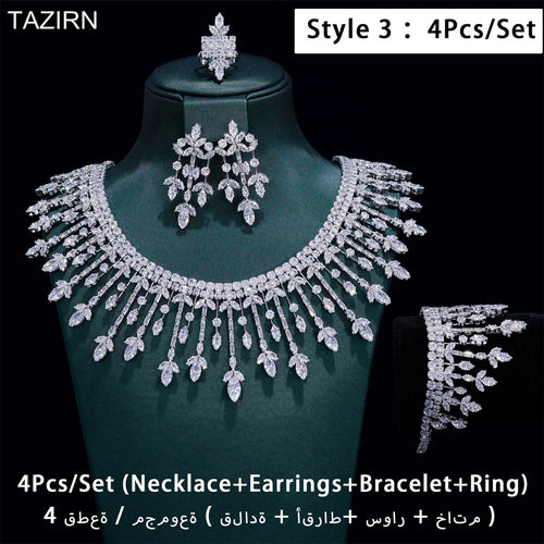 TAZIRN Luxury 5A Cubic Zirconia Arabic Dubai Wedding Jewelry Set