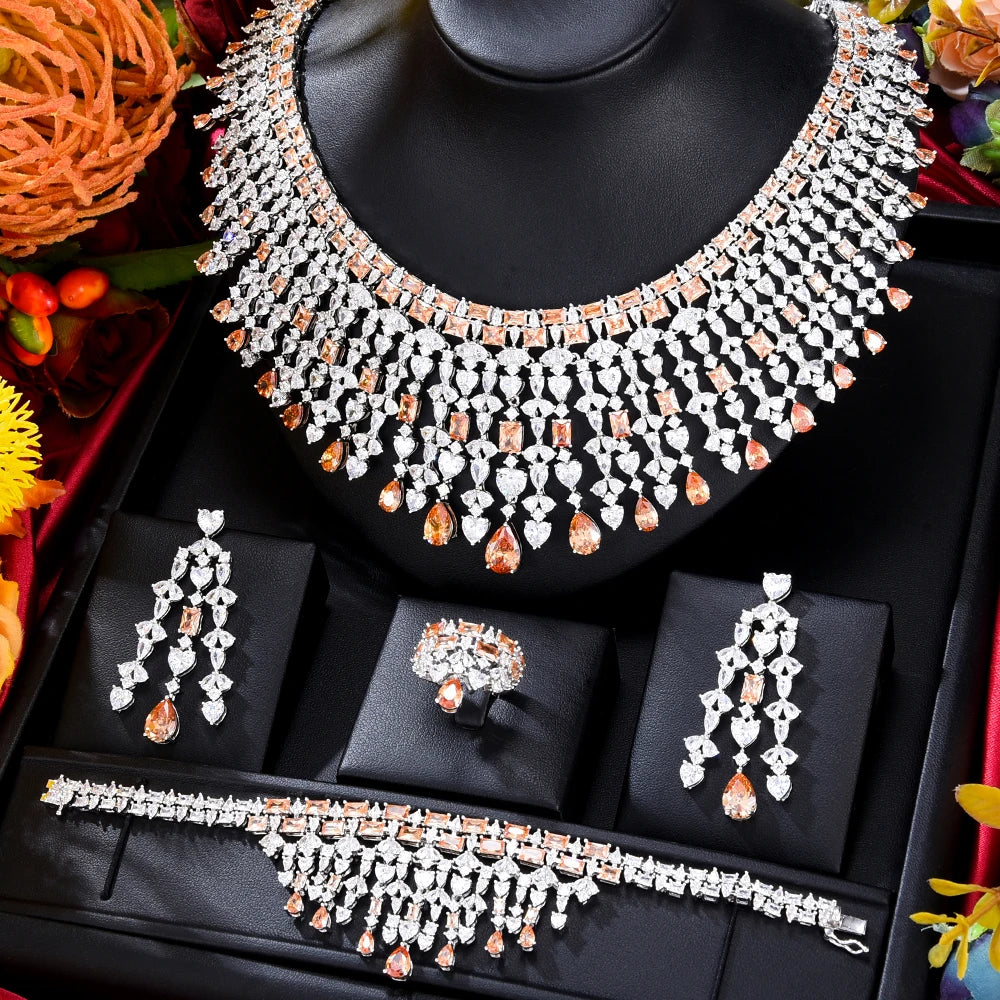 18K Gold/White Gold Plated Jewelry Set with AAA Cubic Zirconia