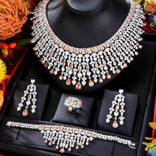 18K Gold/White Gold Plated Jewelry Set with AAA Cubic Zirconia