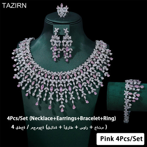 TAZIRN Luxury 5A Cubic Zirconia Arabic Dubai Wedding Jewelry Set