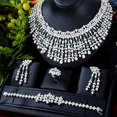 Siscathy Moroccan Bride Luxury Cubic Zircon Wedding Jewelry Set