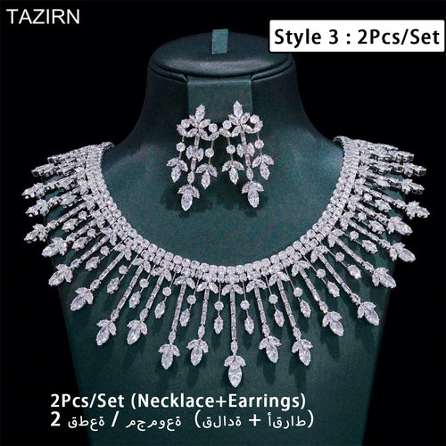 TAZIRN Luxury 5A Cubic Zirconia Arabic Dubai Wedding Jewelry Set