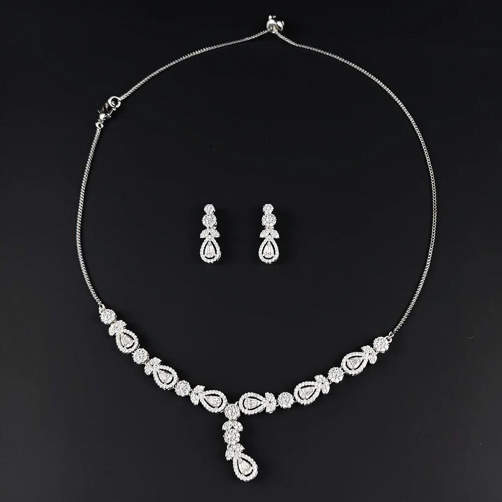 2pcs Fashion Pear Dubai Silver Color Jewelry Set | Elegant Jewelry for Women