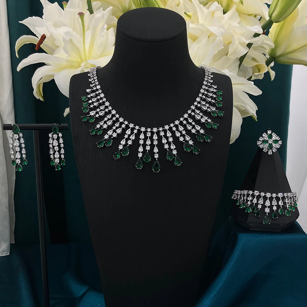 TIRIM jewelry, women necklace sets, bridal jewelry, cubic zirconia, luxury jewelry, DuBai collection, wedding accessories, elegant jewelry, bridal set, necklace and earrings set, high-quality jewelry, formal jewelry, special occasion jewelry, wedding jewelry, luxury bridal set, elegant bridal accessories, cubic zircon bridal set, bridal fashion