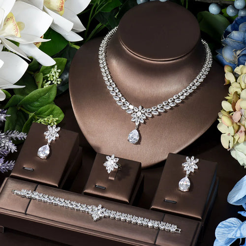 Elegant Women Wedding Jewelry - African CZ Crystal Water Drop Perfection