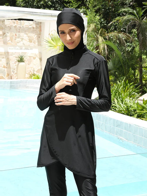 Modest Swimwear Set with UV Protection | 3-Piece Hijab, Top & Pants