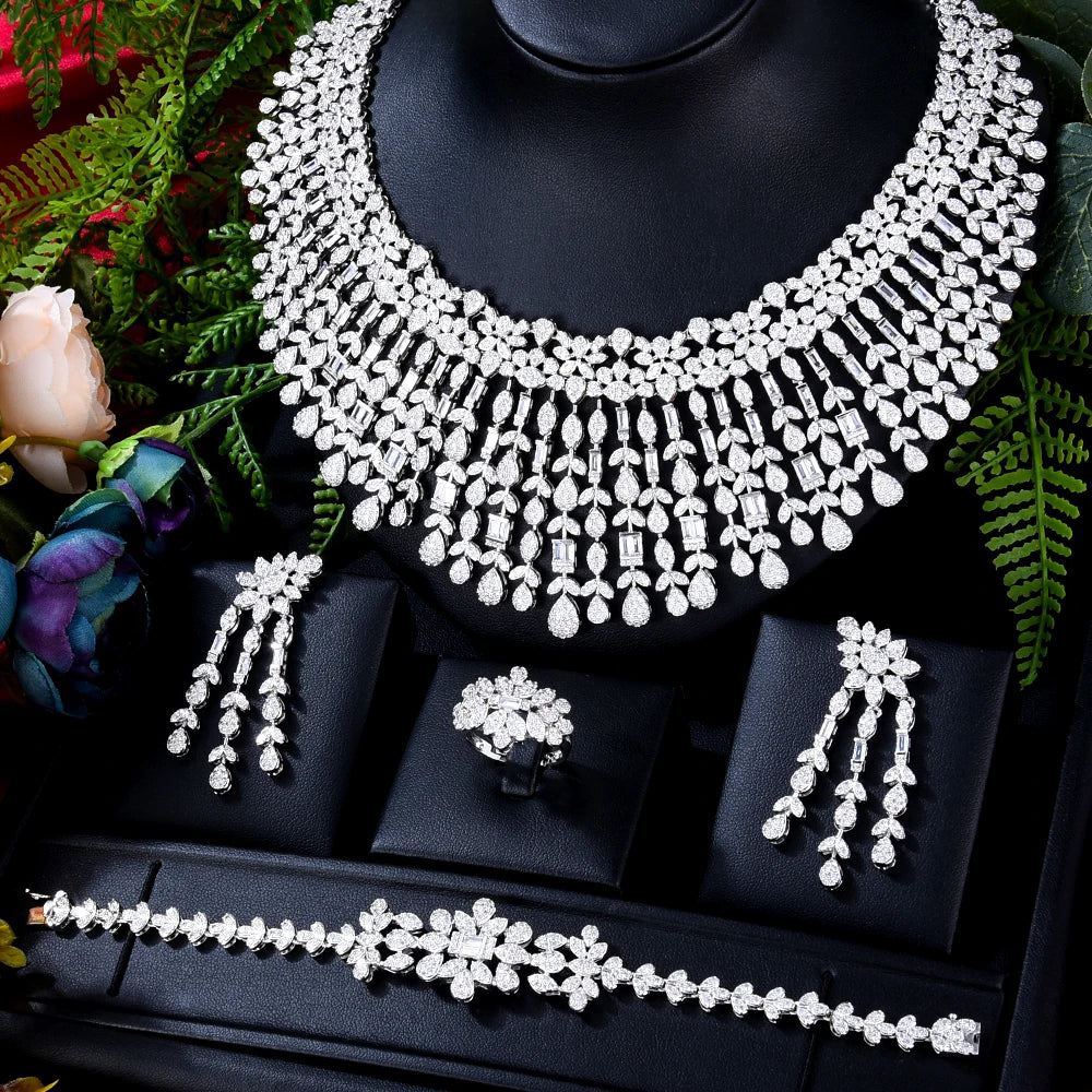 Siscathy Moroccan Bride Luxury Cubic Zircon Wedding Jewelry Set