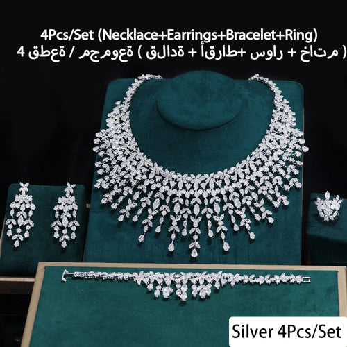 TAZIRN Luxury 5A Cubic Zirconia Arabic Dubai Wedding Jewelry Set