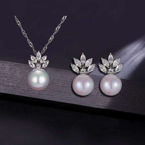 Classic Simulated Pearl Jewelry Set for Women - Necklace and Earrings