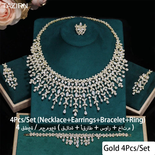 TAZIRN Luxury 5A Cubic Zirconia Arabic Dubai Wedding Jewelry Set