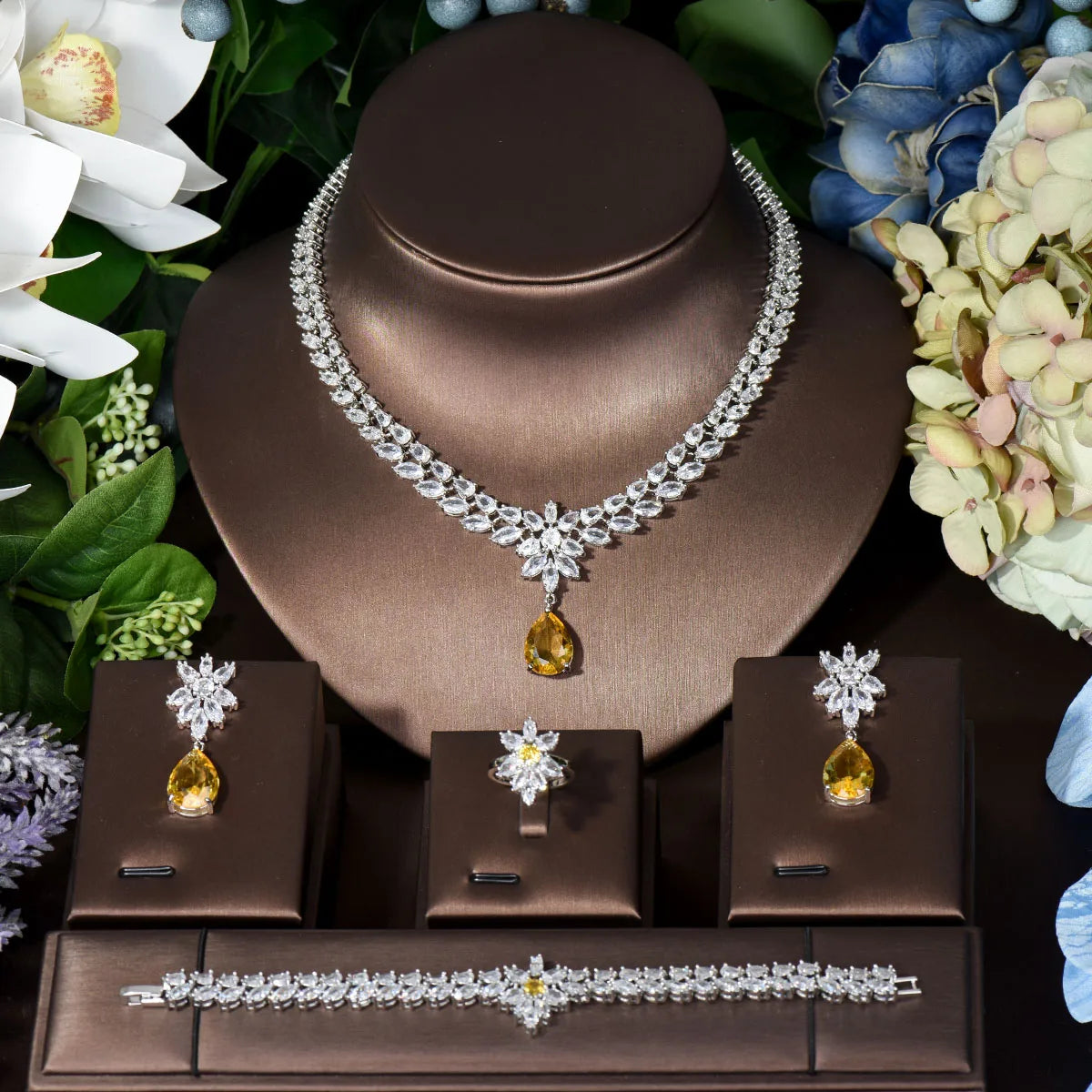 Elegant Women Wedding Jewelry - African CZ Crystal Water Drop Perfection