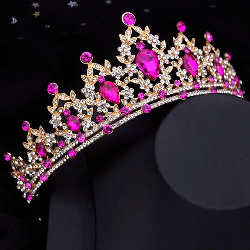 Purple Crystal Bridal Crown - Royal Queen Tiara