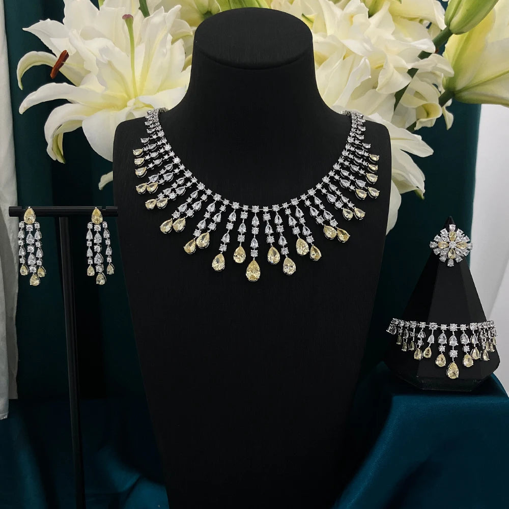 TIRIM jewelry, women necklace sets, bridal jewelry, cubic zirconia, luxury jewelry, DuBai collection, wedding accessories, elegant jewelry, bridal set, necklace and earrings set, high-quality jewelry, formal jewelry, special occasion jewelry, wedding jewelry, luxury bridal set, elegant bridal accessories, cubic zircon bridal set, bridal fashion