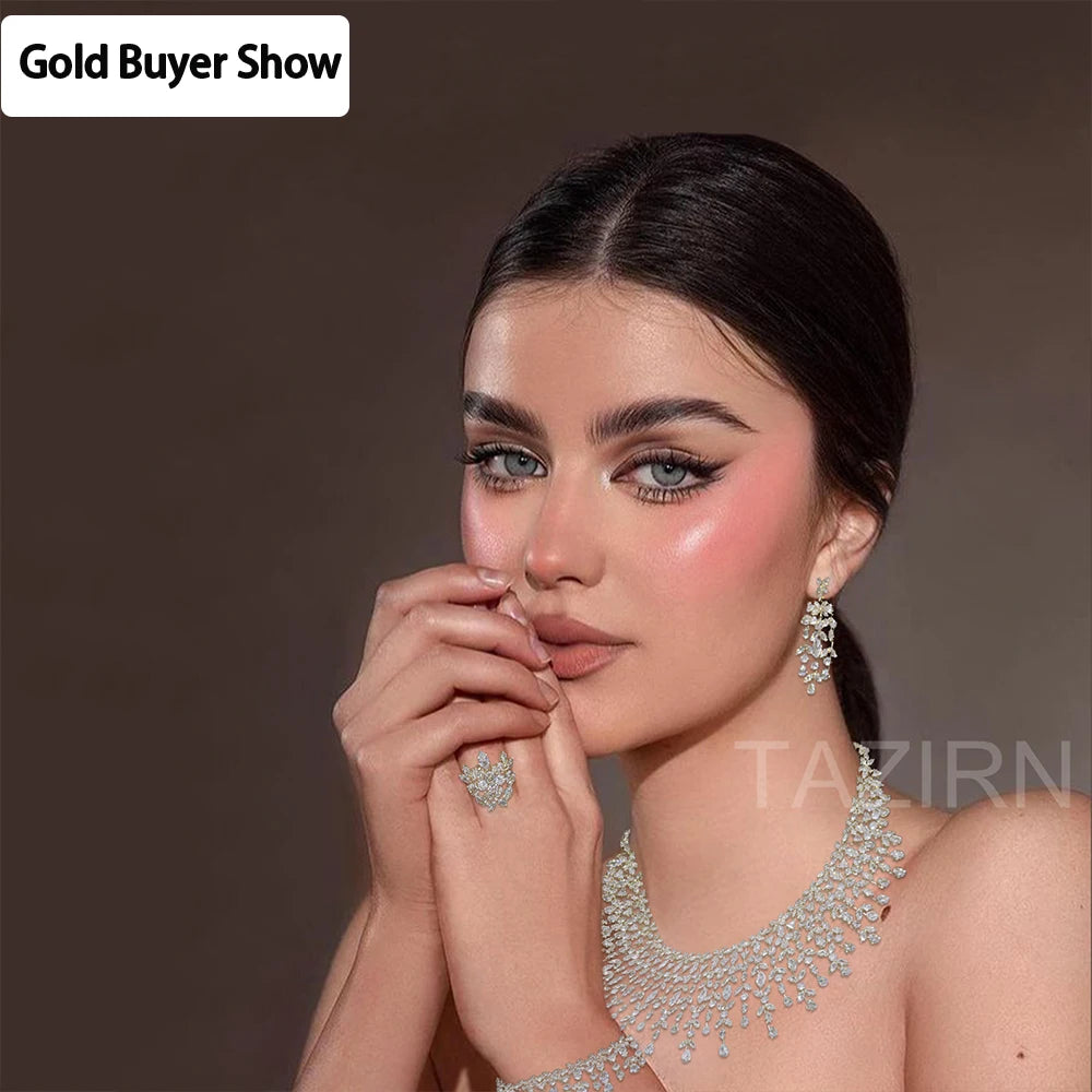 TAZIRN Luxury 5A Cubic Zirconia Arabic Dubai Wedding Jewelry Set