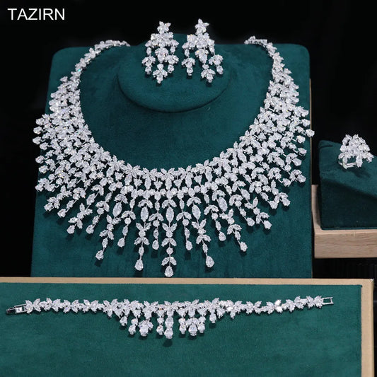 TAZIRN Luxury 5A Cubic Zirconia Arabic Dubai Wedding Jewelry Set