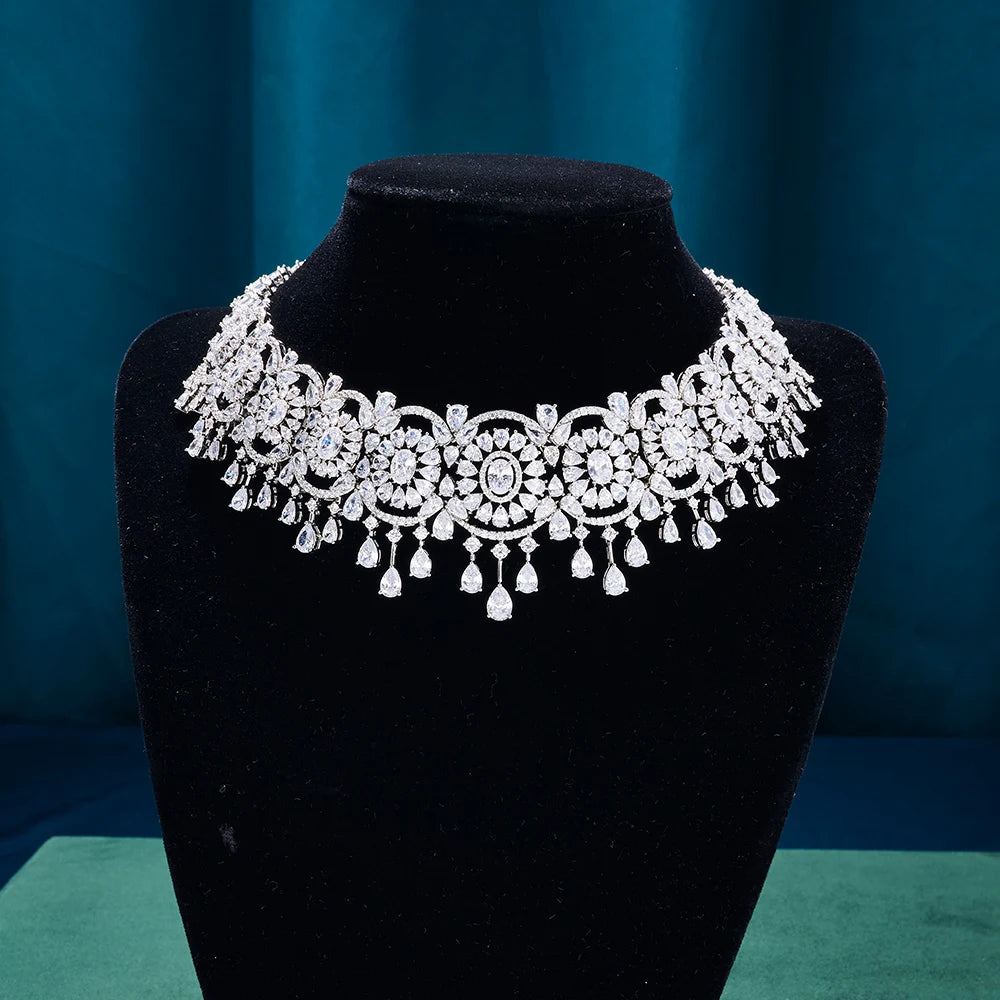 Luxury Choker Necklace Set for Women - Cubic Zirconia Bridal