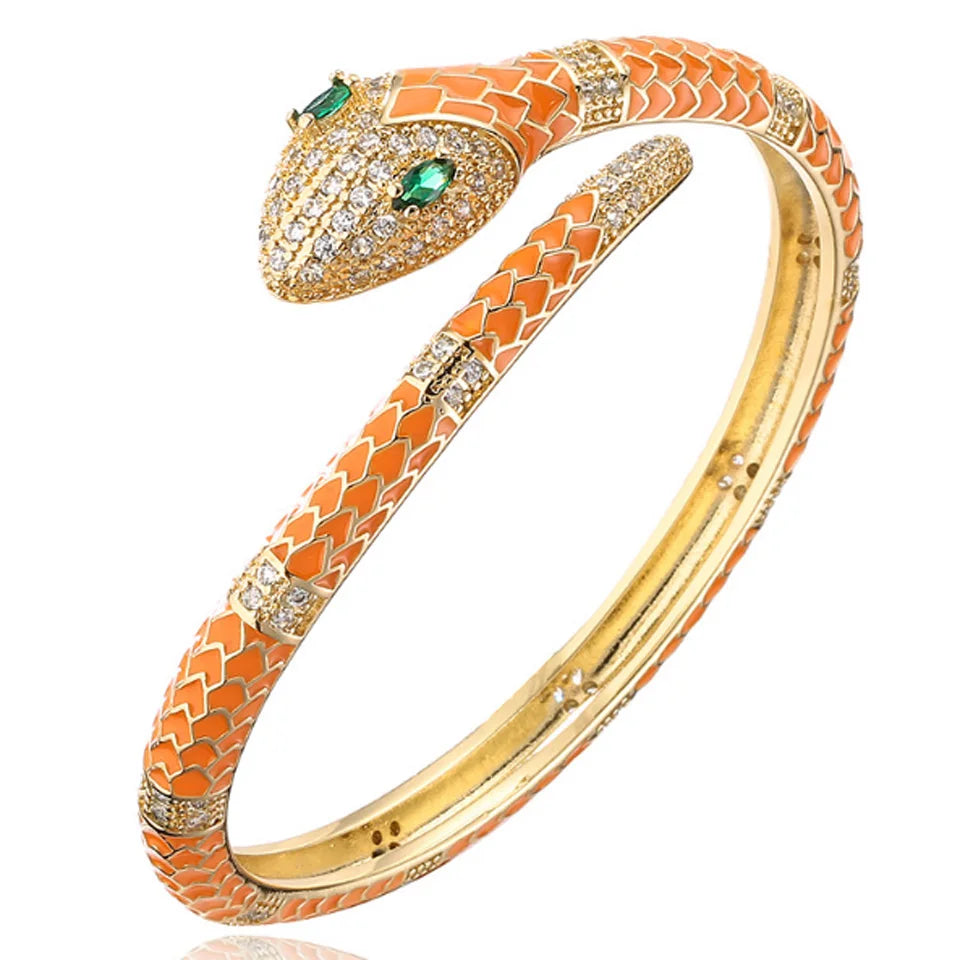 Fashion Colorful Enamel Snake Animal Bracelet & Bangle