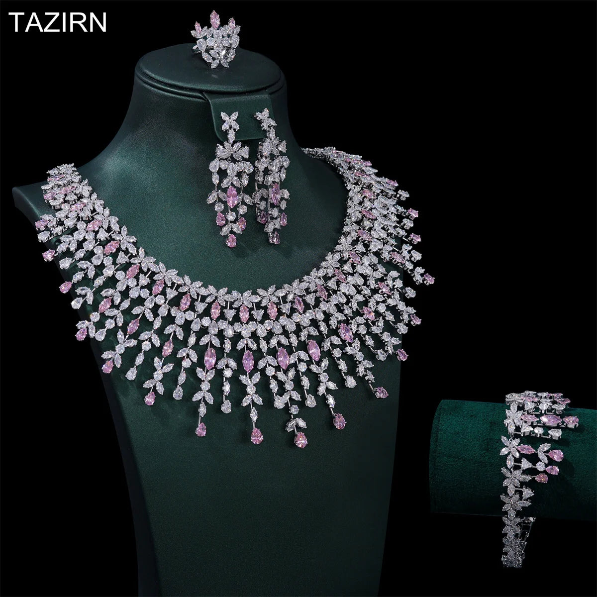 TAZIRN Luxury 5A Cubic Zirconia Arabic Dubai Wedding Jewelry Set