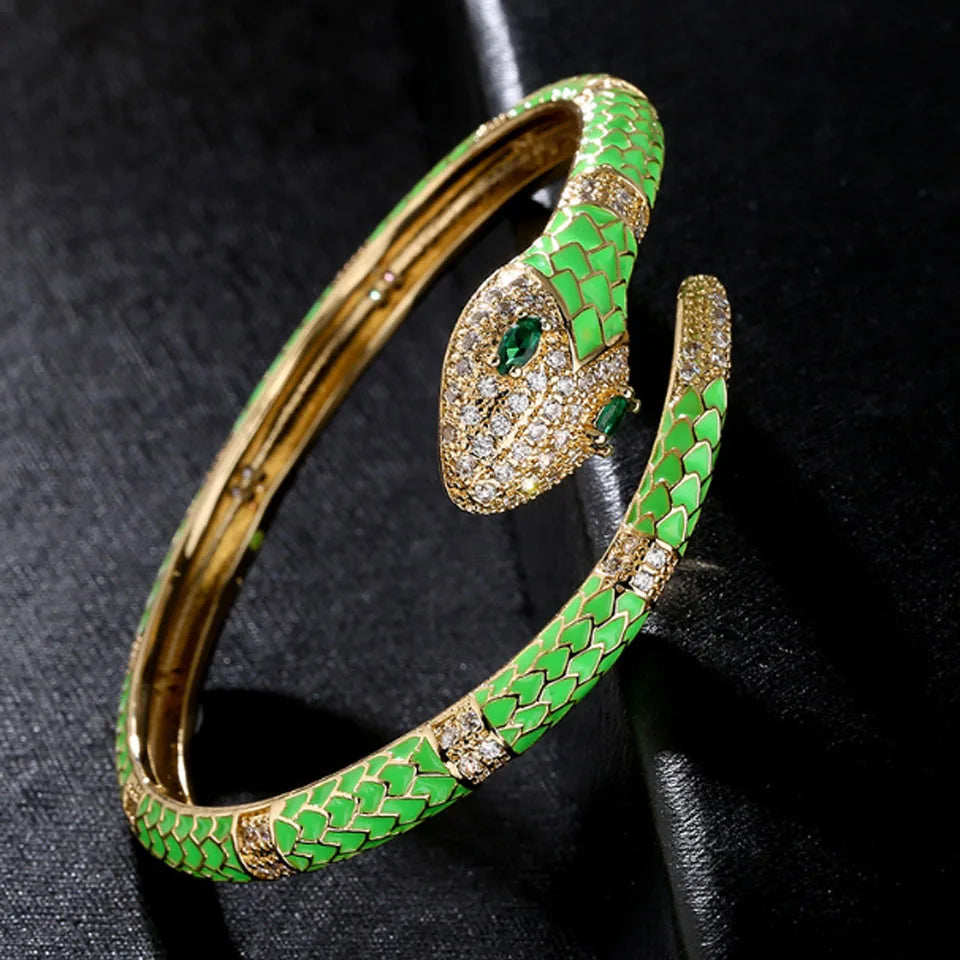 Fashion Colorful Enamel Snake Animal Bracelet & Bangle