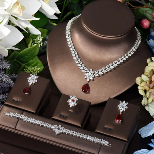 Elegant Women Wedding Jewelry - African CZ Crystal Water Drop Perfection