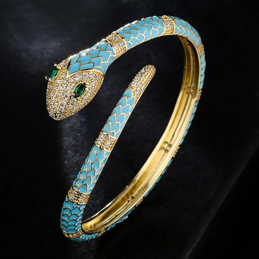 Fashion Colorful Enamel Snake Animal Bracelet & Bangle